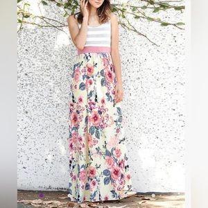 egs by éloges Yellow Floral & Stripe Maxi Dress Size Small